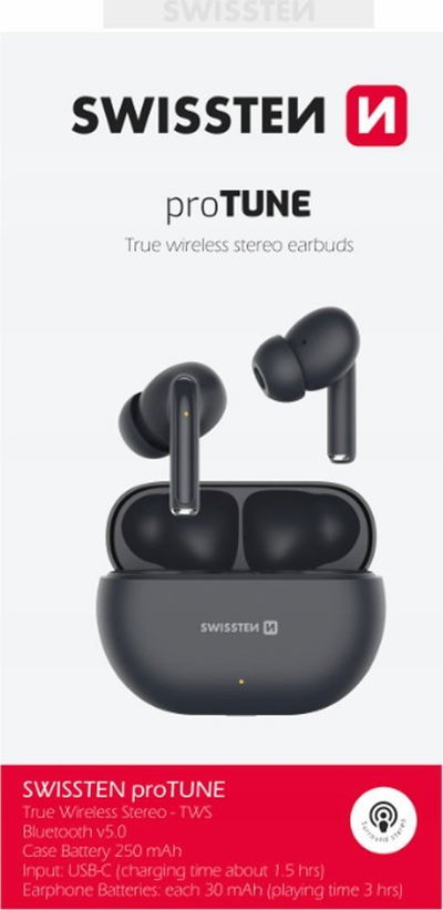 Kufje pa tela Swissten Pro Tune TWS, Bluetooth, in ear, të zeza