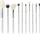 Set furçash makeup Jessup, 10‑25 copë, me dorezë perlë, të bardha