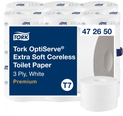 Тоалетна хартија Торк ОптиСерв Т7, 3-слојна, без јадро, бела, 18 парчиња