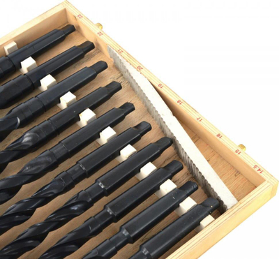 Set stërvitjesh metali Geko G38116, 10 copë, MK2 14.5-23mm, HSS, ngjyrë e zezë