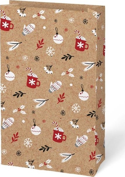Qese dhuratash Christmas Gift Bag Eco Kraft MFP, letre, 15 x 27 x 9 cm, kraft me motive festive