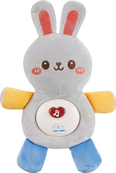 Lodër pelushi interaktive WOOPIE BABY Bunny, me dritë edhe tinguj ninulle, gri me blu