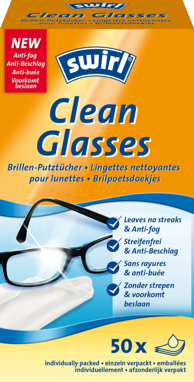 Peceta pastrimi për syze Swirl Clean Glasses, anti mjegullim, 50 copë