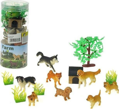 Set lodrash me figura qenësh Animals 576971, 8 figura, PVC, shumëngjyrëshe