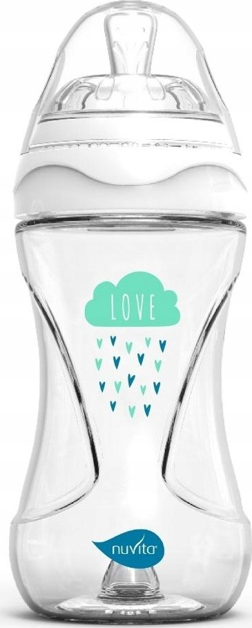 Шише од стакло Nuvita Baby Glass Collection, 240 ml, антиколик, бело