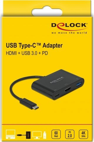 Adapter USB-C Delock, HDMI 4K 30Hz, USB 3.0, PD 60W, i zi