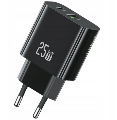 Полнач за струја ЈУСАМС CC315 T65, 25W, 1x УСБ Ц 1x УСБ А, црн