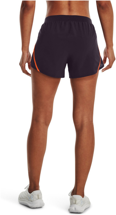 Shorce sportive Under Armour Fly-By 2.0 për femra, me rrjetë, lejla me portokalli