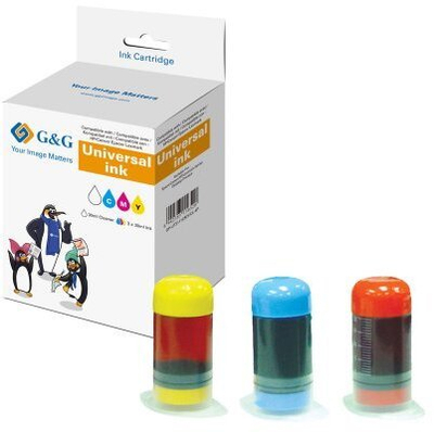 Set ngjyrash për printer G&G Universal Inkjet Refill, 3x30ml, cyan/magenta/verdhë
