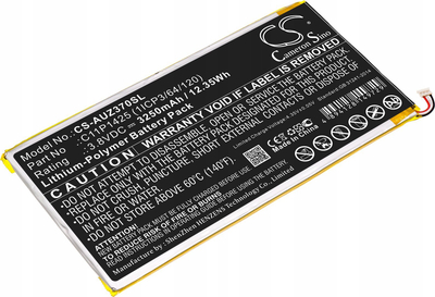 Bateri tablet Cameron Sino CS-AUZ370SL, 3250mAh, 3.8V, e zezë