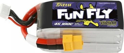 Bateri LiPo Gens Ace Tattu Funfly, 14.8V, 1550mAh 100C, e verdhë