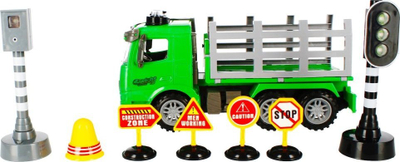 Kamion lodër Mega Creative Freight Car, shkallë 1:14, me gjëra shtesë, jeshil