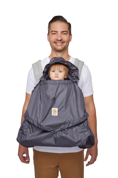 Mbulesë shiu për mbajtëse të bebes Ergobaby Rain & Wind Cover, e papërshkueshme nga uji, me kapuç, gri e errët