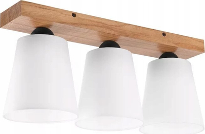 Lampë tavani Lula LM-3.200, 3 drita, dru oak dhe e bardhë
