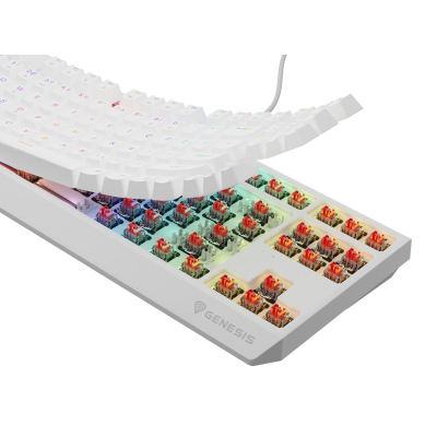 Tastierë mekanike gaming Genesis Thor 230 TKL, RGB, Outemu Red, e bardhë