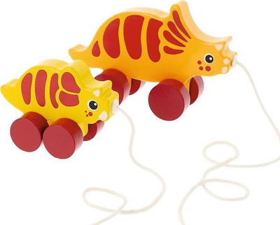 Lodër druri me litar për ta tërheq Trefl Dino Triceratops, me rrota, 1+