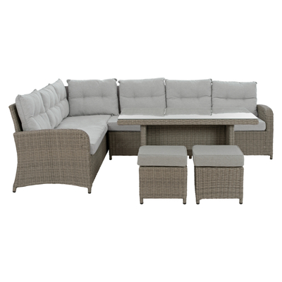Set këndor alumini për dhomë dite HM5144.21, me 2 tabure dhe tavolinë, gri