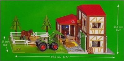 Set lodrash SIKU 5609 Stud Farm, fermë kuajsh, me traktor metalik, shumëngjyrësh