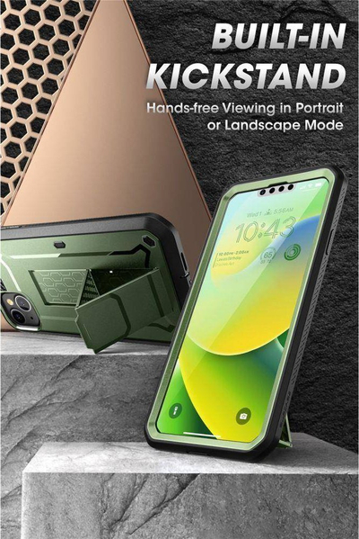 Kapak telefoni Supcase Unicorn Beetle Pro për iPhone 14 Plus, me brez rrotullues, jeshile