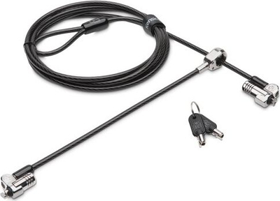 Bravë sigurie Kensington NanoSaver Keyed Dual Head 146955, për laptop dhe pajisje 2 në 1, me çelës, ngjyrë argjendtë