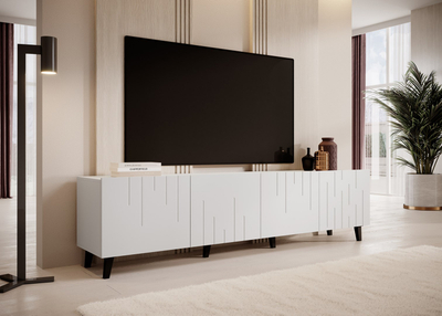 Komodë TV Cama Meble Bari, MDF, 200x42x52 cm, e bardhë