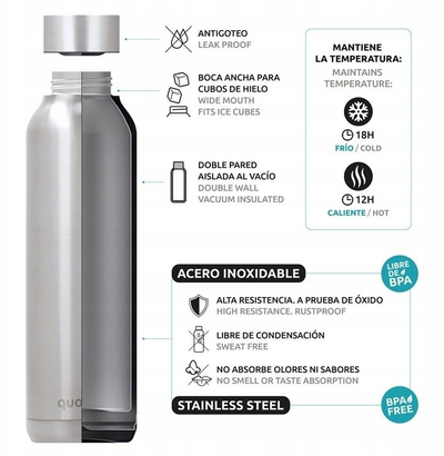 Метална термичка шише Quokka SOLID, 510ml, розова Raspberry