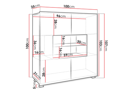Komodë moderne Bralani K2D BR01 (100 x 107 x 35)