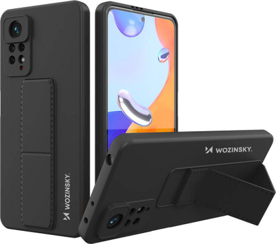 Futrollë Wozinsky Kickstand Case për Xiaomi Poco X4 Pro 5G, silikoni fleksibël, me bazë mbajtëse, e zezë