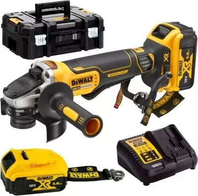 Brusilë këndi pa kabull DeWalt XR, 18V, disk 125mm, e verdhë e zezë