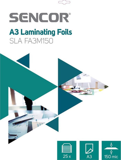 Qese laminimi Sencor SLA FA3M150, A3, 2 x 75 mikron, 25 copë, e tejdukshme