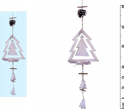 Ornament varës Krishtlindjesh dekorativ, dru, 50 cm, i bardhë