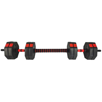 Set pesha EB Fit Dumbbells 4 në 1, 20 kg, rregullueshëm, i zi me të kuqe