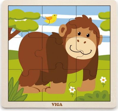 Puzëll druri Viga Gorilla, 9 pjesë, për kalamaj 2+