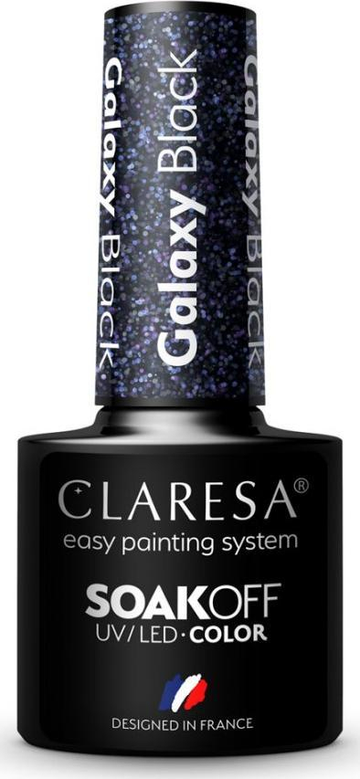 Lак гел полутраен Claresa Galaxy Black, Soak Off, ефект црна галаксија