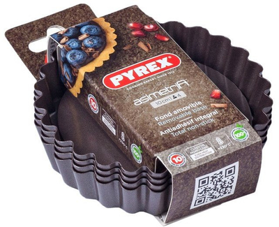 Set forma tarti Pyrex AsimetriA, 4 copë, 10 cm, metal