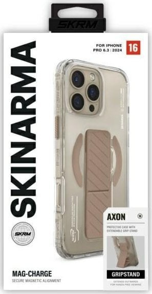 Kuti mbrojtëse Skinarma Axon për iPhone 16 Pro, me magnet, me stand GRIP, ngjyrë shampanjë