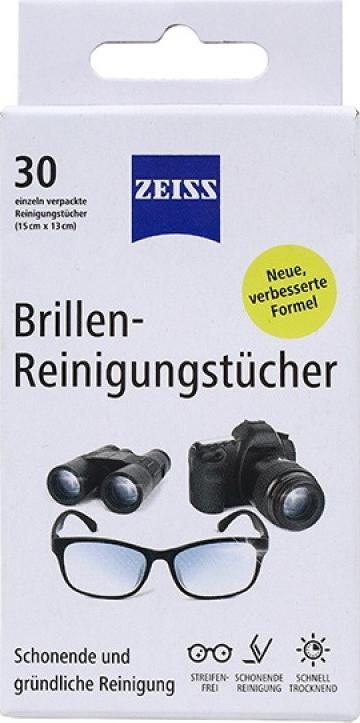 Марамчиња за чистење на очила Zeiss, 30 парчиња, без алкохол, бели