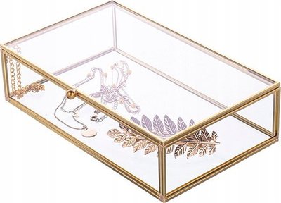 Kuti bizhuterish Altom Design Glass, xham transparent, kornizë metalike ari, e artë
