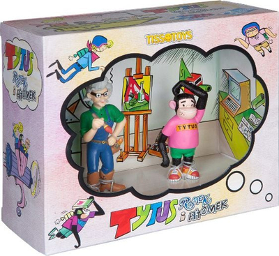 Figurë koleksionuese Tissotoys Tytus and Papcio Chmiel TV Display, për zbukurim, shumëngjyrëshe
