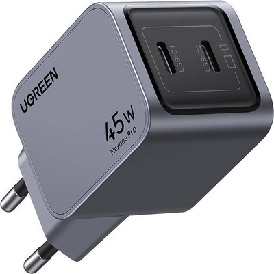 Karikues murale Ugreen Nexode Pro 45W, Dual USB C, GaN, prizë EU, i bardhë