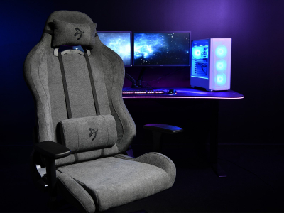Karrige gaming Arozzi Torretta Soft Fabric, ergonomike, me krahë 3D, gri ash
