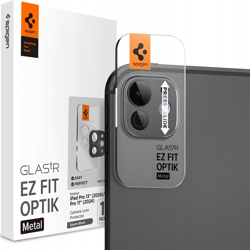 Xham kamere Spigen Glass TR EZ Fit Optik Metal, iPad Pro 13" 2024 dhe 11" 2024, 9H, Space Black