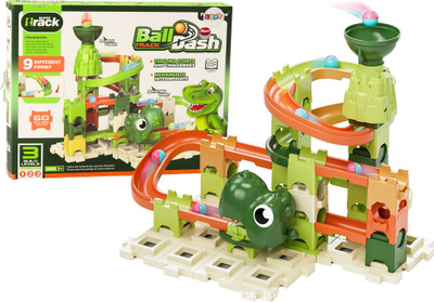 Lodra konstruktore LEAN Toys Ball Track Dinosaur, 60 pjesë, shumëngjyrëshe