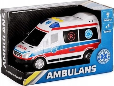 Lodër makinë ambulance, 20 cm, plastike, me drita edhe zëra