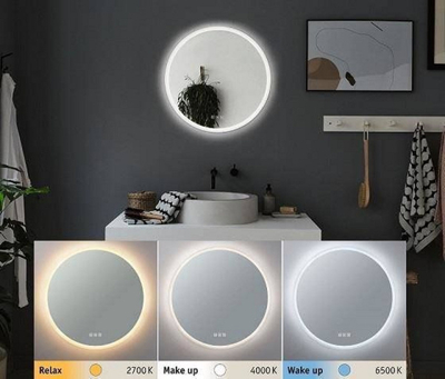 Округло огледало Paulmann HomeSpa Mirra, IP44, ЛЕД, бела
