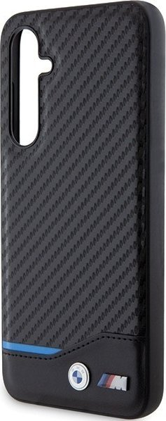 Mbrojtëse telefoni BMW Samsung Galaxy S23 FE Carbon Blue Line, plastike PU, e zezë