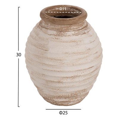 Vazo dyshemeje Pydna Φ25x30Hcm (HM7939), bardhë/ bezhë