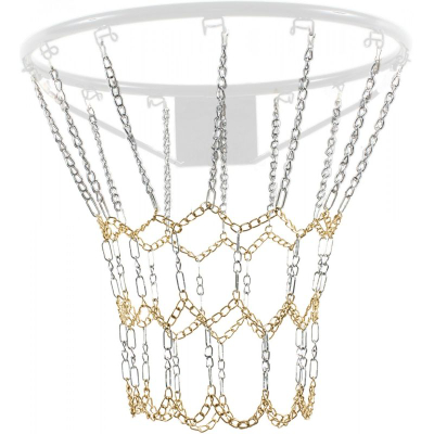 Rrjetë basketbolli Enero me zinxhir çeliku, diametër 45 cm, 12 pika kapje, argjend me ari