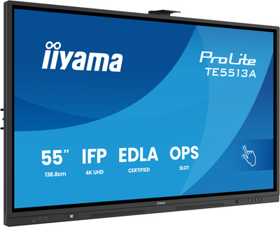 Ekran interaktiv Iiyama TE8613A-B1AG, 85.6\", 4K UHD, me prekje, ngjyrë e zezë