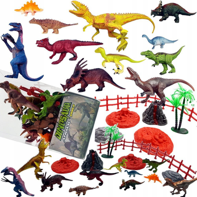 Set lodrash dinosauri Dinosaur Animal World, figura plastike, me gërneta, shumëngjyrësh